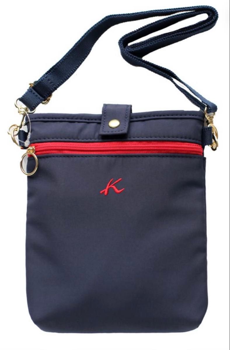 【新品】Kitamura キタムラ ショルダーバッグ ショルダーポーチ　スマホポーチ　ネイビー Kロゴ　上品