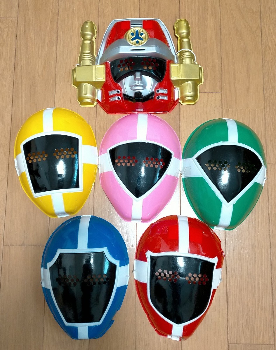 ★ お面　救急戦隊ゴーゴーファイブ　6個セット　1999年～2000年　東映　スーパー戦隊シリーズ　おめん　特撮テレビドラマ ★