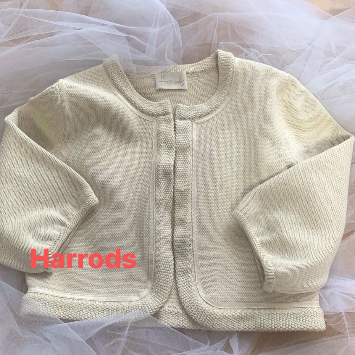 Harrods ニットカーディガン ベージュ　ボレロ二手;物流保障;有损伤或污渍