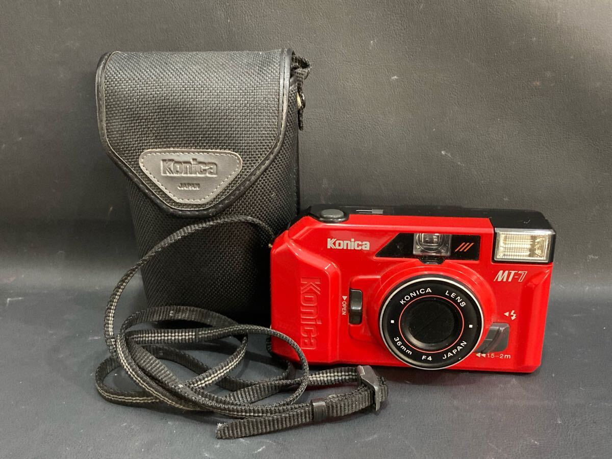 F5F145◆ジャンク品◆ コニカ Konica MT-7 レッド ケース付き フィルムカメラ コンパクトフィルムカメラ