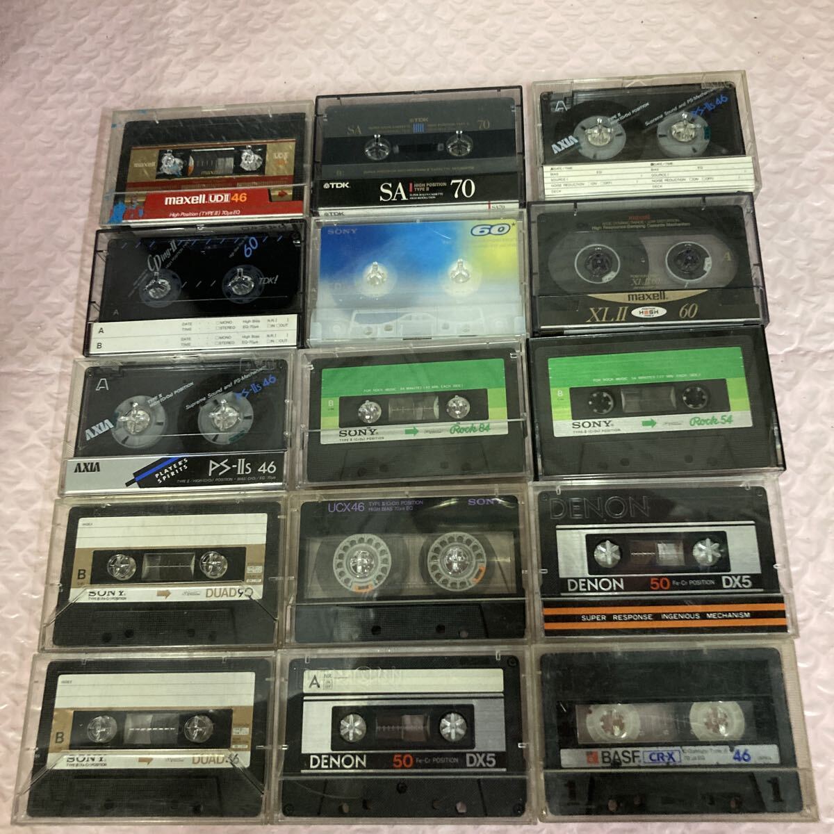 クロームカセットテープ　ハイポジカセットテープ　中古　いろいろ　15個セット　クロム　ハイポジ★ソニー/DENON/マクセル/TDK/AXIA