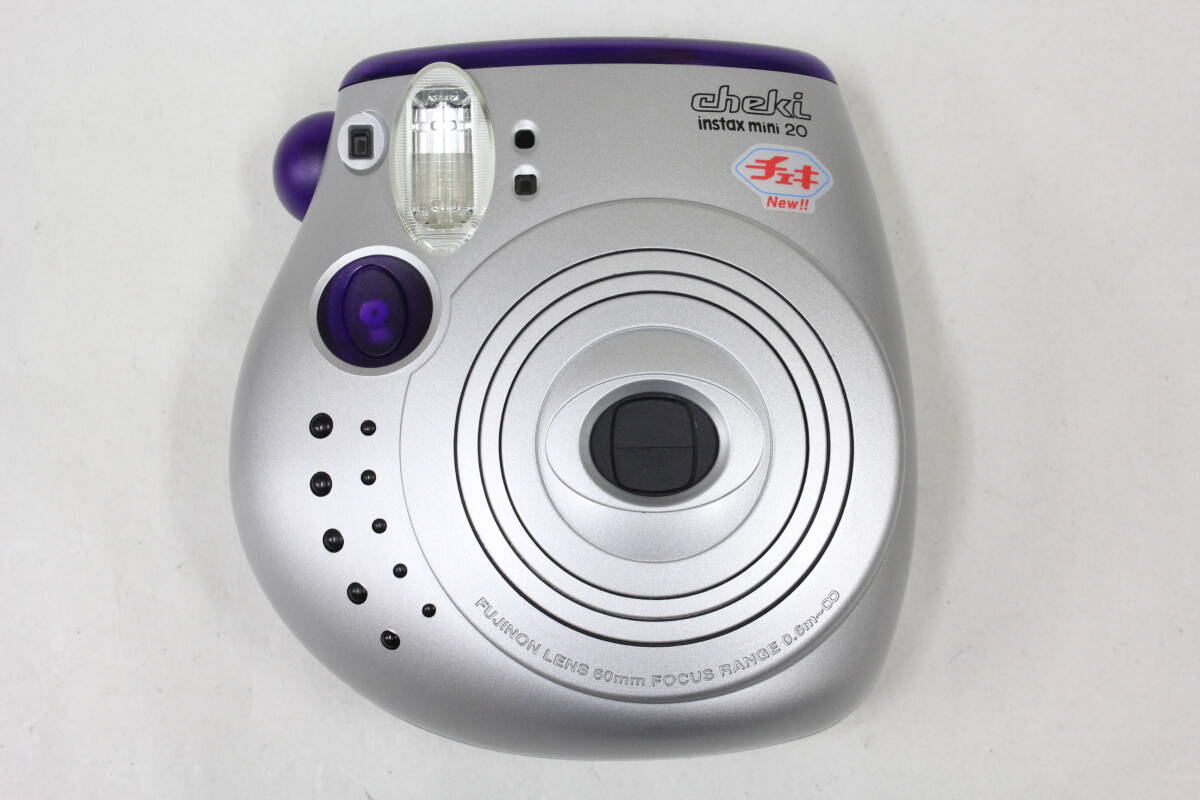 ■シャッター・フラッシュ動作しました■　フジフイルム（FUJIFILM）　cheki instax mini 20 シルバー パープル　■実用品として！？■
