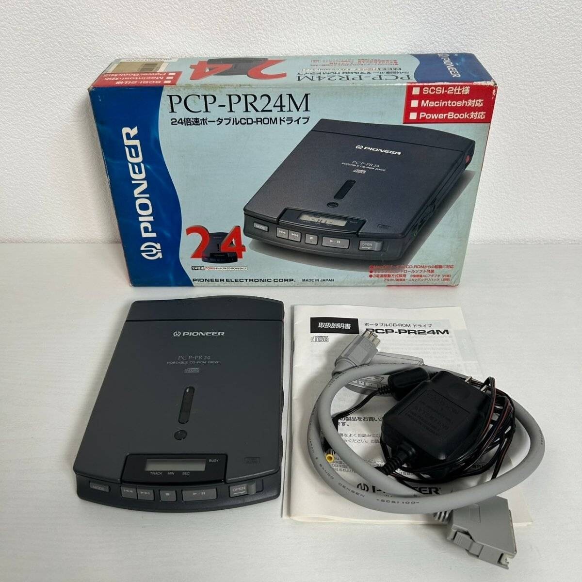 通電確認のみジャンク扱い・CDドライブ / Pioneer / PCP-PR24M / 24倍速ポータブルCD-ROMドライブ