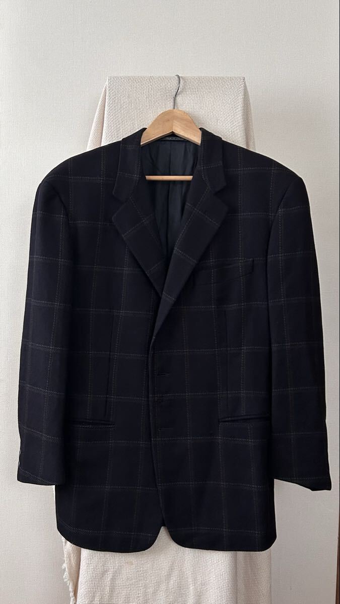 最高級 イタリア製 Corneliani サルトリア ウールカシミヤ ジャケット ヘリンボーン 2B チェック柄 シングル テーラードジャケット