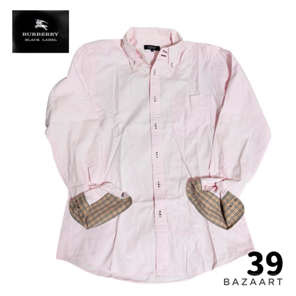 BURBERRY BLACK LABEL バーバリーブラックレーベル 長袖シャツ ピンク ノバチェック 39二手;物流保障;没有明显的损伤或污渍