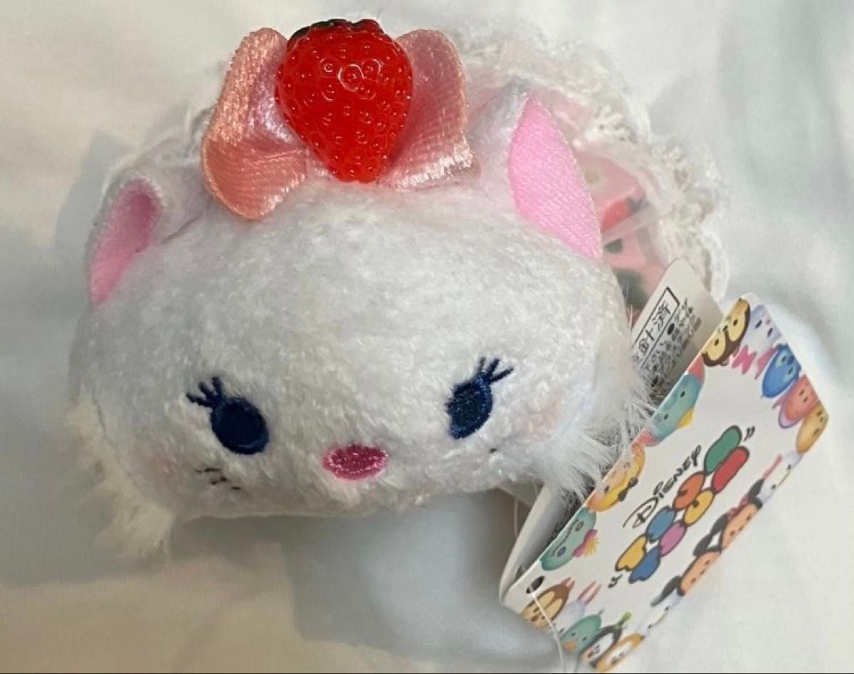 新品タグ付き☆ マリー ツムツム ぬいぐるみ マスコット いちご ドレス リボン二手;物流保障;未使用