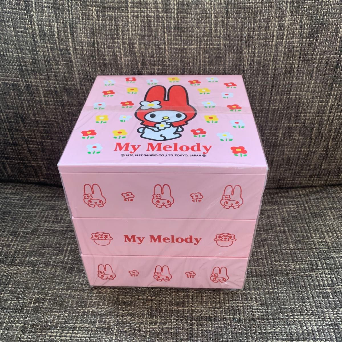 マイメロディ 3段ケース レトロ サンリオ 重箱 ピンク二手;物流保障;接近未使用;易碎品