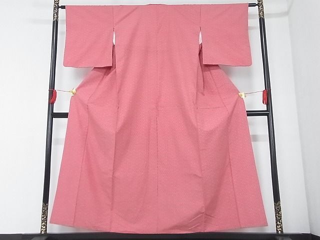 平和屋着物■上質な小紋　紬地　麻の葉文様　正絹　逸品　AAAJ2303Agk