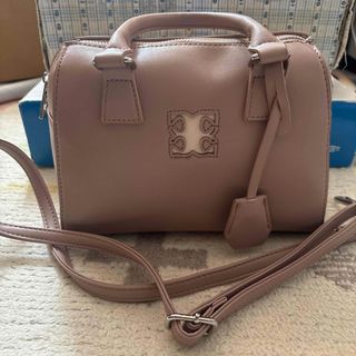 CHICO 配色エンボスボストンバッグ ピンク