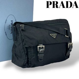 【美品】プラダ メッセンジャーバッグ ショルダー ネロ 黒 テスートナイロン