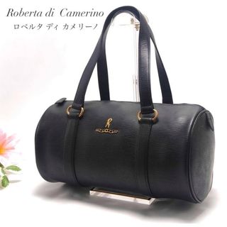 Roberta di Camerino ロベルタ ディ カメリーノ ミニボストンバッグ ハンドバッグ ドラム型 レザー ブラック