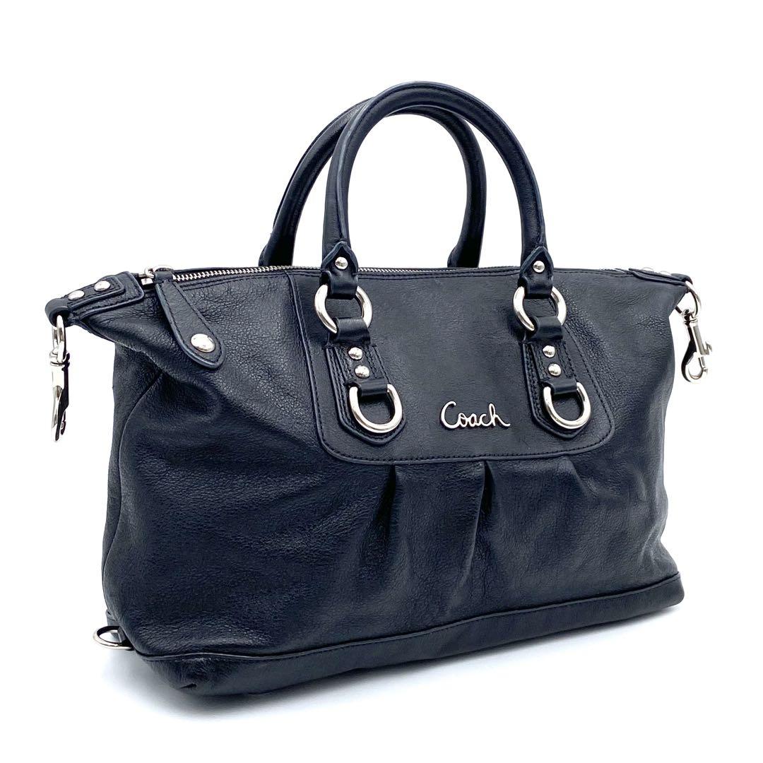 Coach 黒 レザー ハンドバッグ 中型没有明显的损伤或污渍