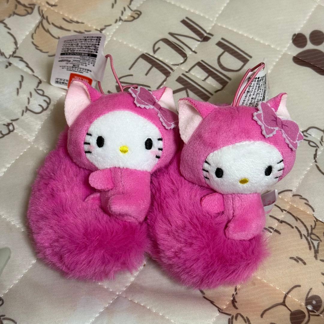 平成ふわふわ尻尾マスコット ハローキティ ぬいぐるみ 2点セット