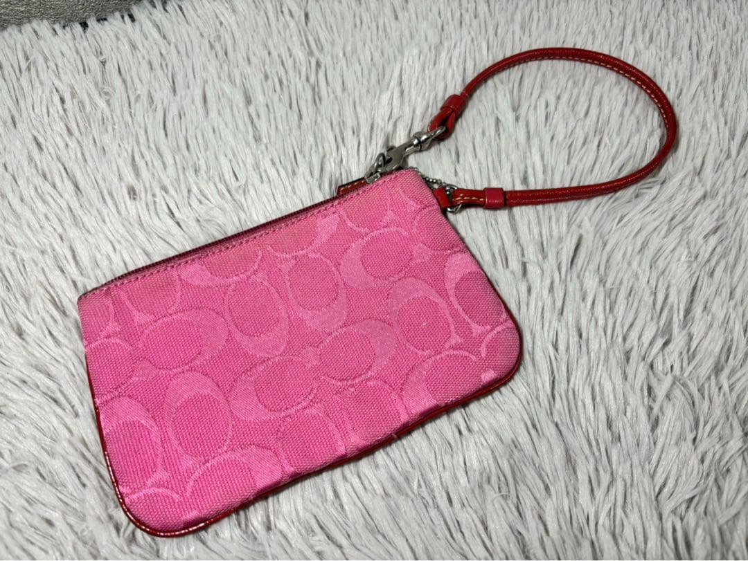 美品 コーチ coach ピンク コインケース キャンバスCOACH;没有明显的损伤或污渍