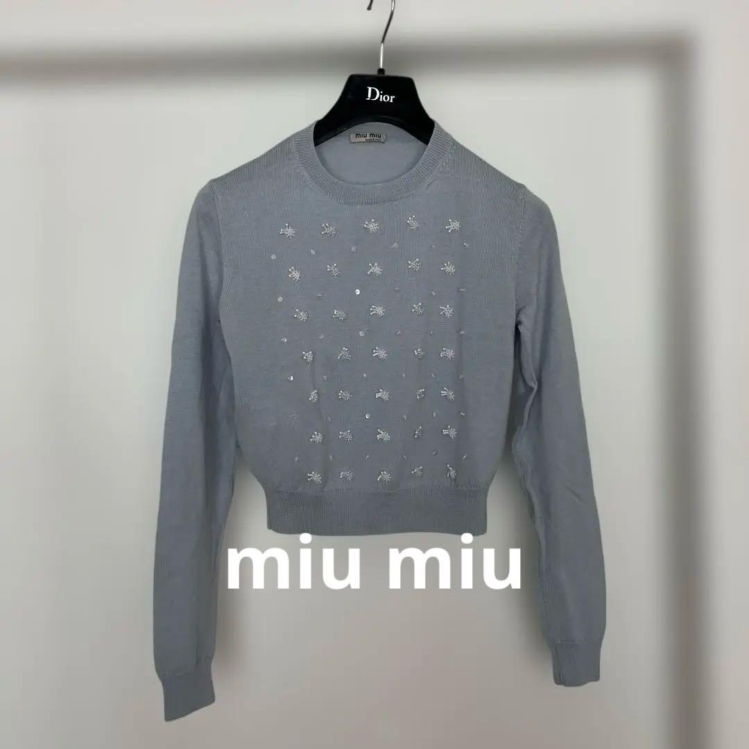 ミュウミュウ　ニット　ペールブルーカラーMIU MIU;没有明显的损伤或污渍
