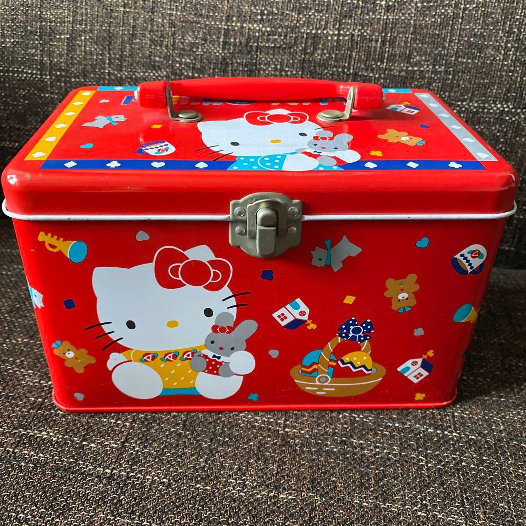 サンリオレトロ ハローキティ 持ち手付き缶ケース 昭和ファンシー 当時物