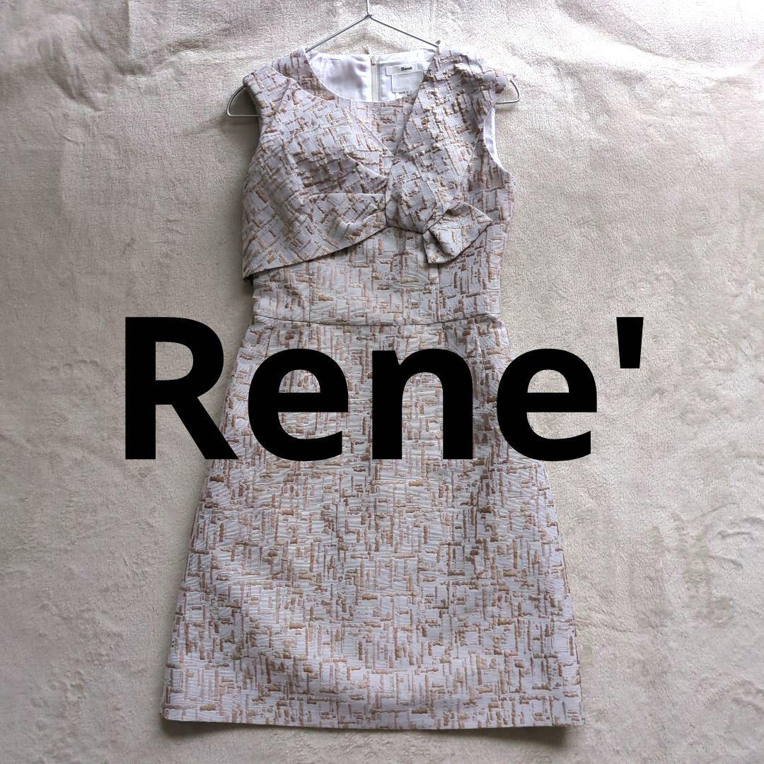 美品 René ノースリーブワンピース TISSUE イタリア製生地 34Rene;接近未使用