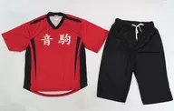 音駒高校 館内着レプリカ レッド×ブラック レディースLサイズ 「ハイキュー!!×極楽湯・RAKU SPA 最高にハイなキュー日(じつ)」