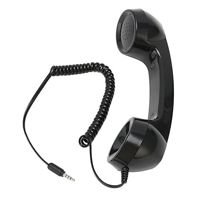 受話器 マイク レトロ 受話器型 受話器型ハンド 3.5mmサウンドプラグ 有線電話 スマートフォンとコンピューターに(黒)