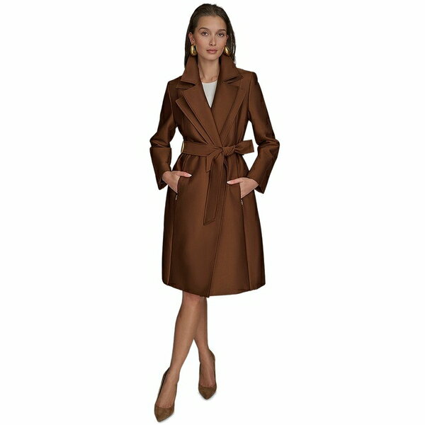 ダナ キャラン ニューヨーク レディース ジャケット＆ブルゾン アウター Women's Double-Collar Trench Coat Tobacco