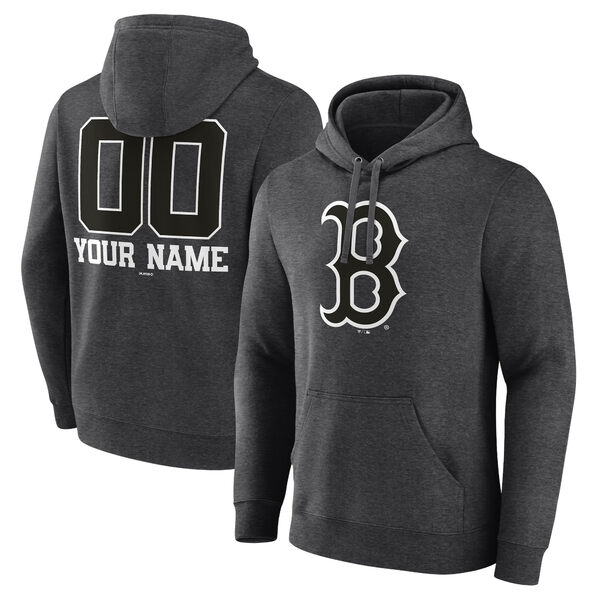 ファナティクス メンズ パーカー・スウェットシャツ アウター Boston Red Sox Personalized Monochrome Name & Number Pullover Hoodie Charcoal