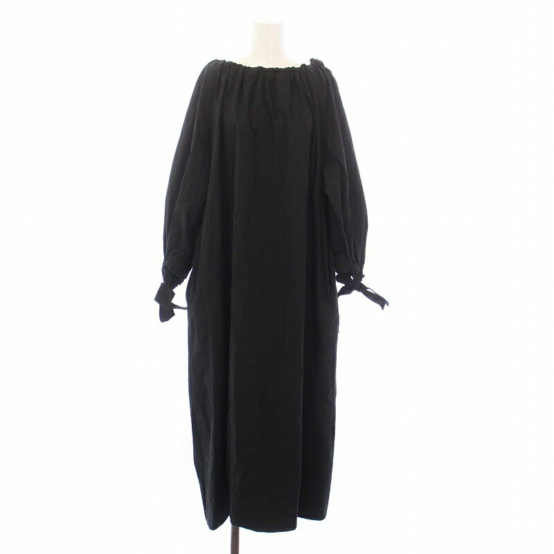 【中古】ナゴンスタンス nagonstans 21SS ワンピース ロング 長袖 リボン 38 M 黒 ブラック /KH レディース 【ベクトル 古着】 250130