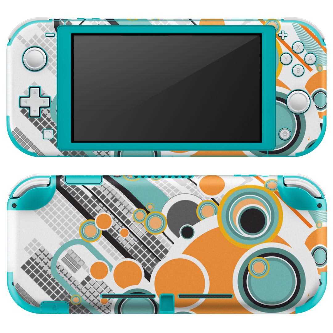 igsticker Nintendo Switch Lite 専用 デザインスキンシール 全面 ニンテンドー スイッチ ライト 専用 ゲーム機 カバー アクセサリー フィルム ステッカー エアフリー 008031 オレンジ　デザイン　水色