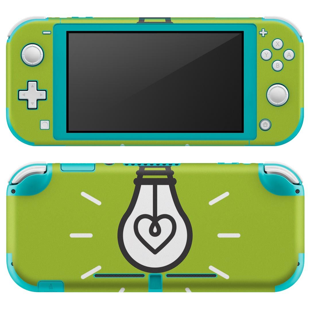 igsticker Nintendo Switch Lite 専用 デザインスキンシール 全面 ニンテンドー スイッチ ライト 専用 ゲーム機 カバー アクセサリー フィルム ステッカー エアフリー 011024 電球　緑　シンプル