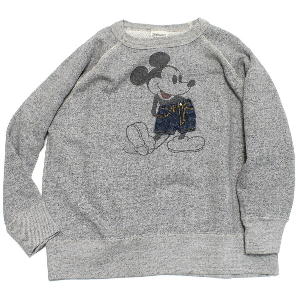 【子供服/ディズニー/DD×ミッキー/DENIM DUNGAREE×MICKEYコラボ/デニムアンドダンガリー】 ビンテージウラケ MICKEY スウェット 3GRグレー