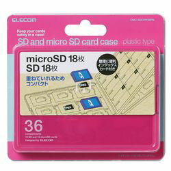 エレコム ELECOM メモリカードケース インデックス台紙 SD18枚+microSD18枚 ピンク(CMC-SDCPP36PN) メーカー在庫品