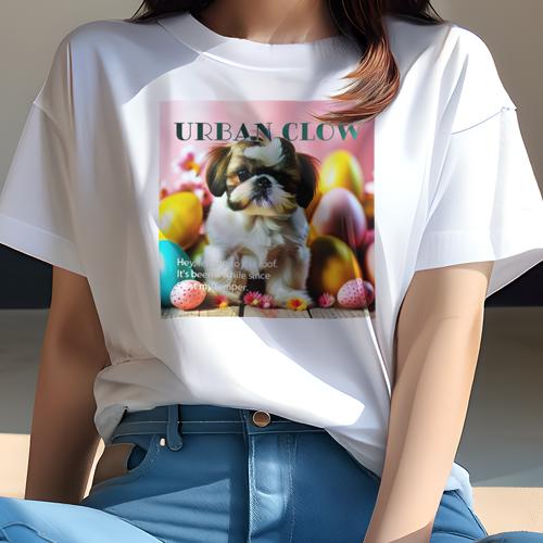 Tシャツ レディース 犬ファン 半袖 春夏 犬柄 プリント カジュアル かわいい 人間用 フィットネス ダンス 卵 シーズー 花