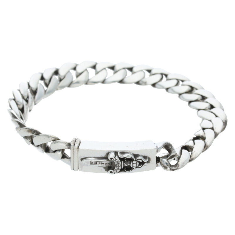 クロムハーツ Chrome Hearts　サイズ:24LINK ID BBY DGGR ベイビーIDダガー シルバーブレスレット(シルバー 50.22g)【102052】【SS07】【小物】【中古】bb92#rinkan*B