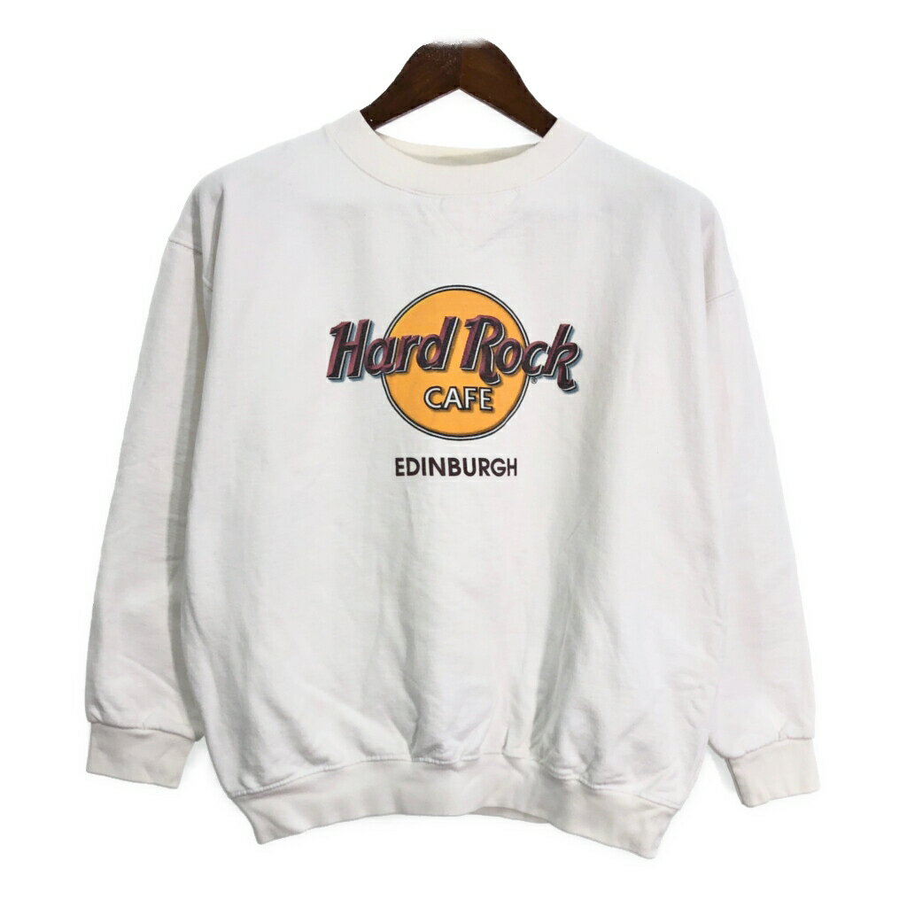 90年代 Hard Rock Cafe ハードロックカフェ スウェット ロゴ ホワイト (メンズ M) 中古 古着 R5117