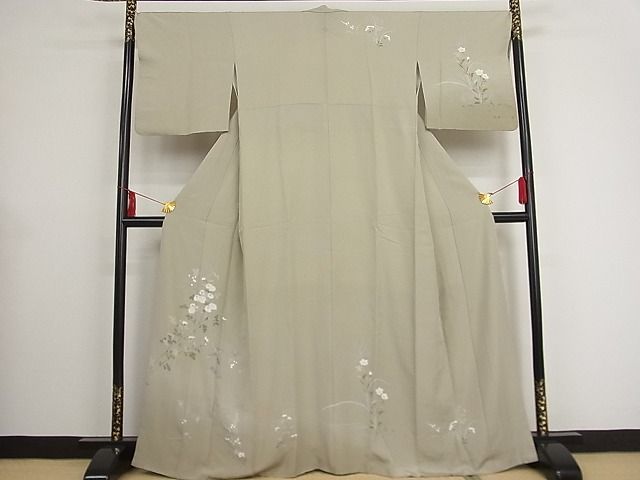 平和屋着物■訪問着　流水花鳥文　正絹　逸品　AAAC0932Abr