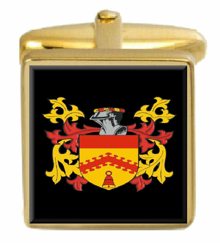 【送料無料】メンズアクセサリ—　ボストンニューイングランドカフスボタンボックスコートboston england family crest surname coat of arms gold cufflinks engraved box