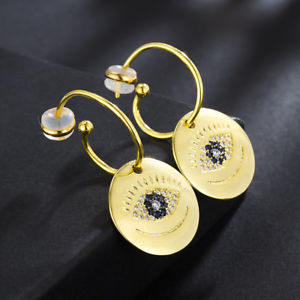 【送料無料】アクセサリー　ネックレスグラビアプラークboucles doreilles creole disque yeux bleu gravure plaqu or cz g6 157