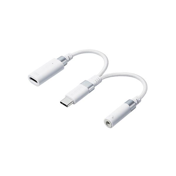 エレコム 音声変換ケーブル/高耐久/USB Type-C to 3.5mmステレオミニ端子/DAC搭載/ハイレゾ対応/給電ポート付き/PD対応/ホワイト MPA-C35CSDPDWH[21]