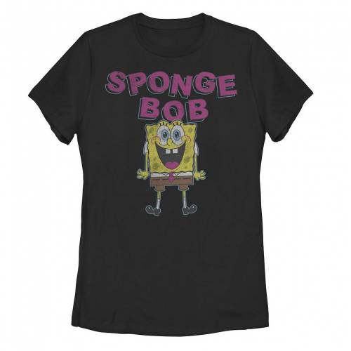 キャラクター スポンジボブ Tシャツ 黒色 ブラック 【 LICENSED CHARACTER SPONGEBOB SQUAREPANTS SIMPLE TEE / BLACK 】 キッズ ベビー マタニティ トップス カットソー