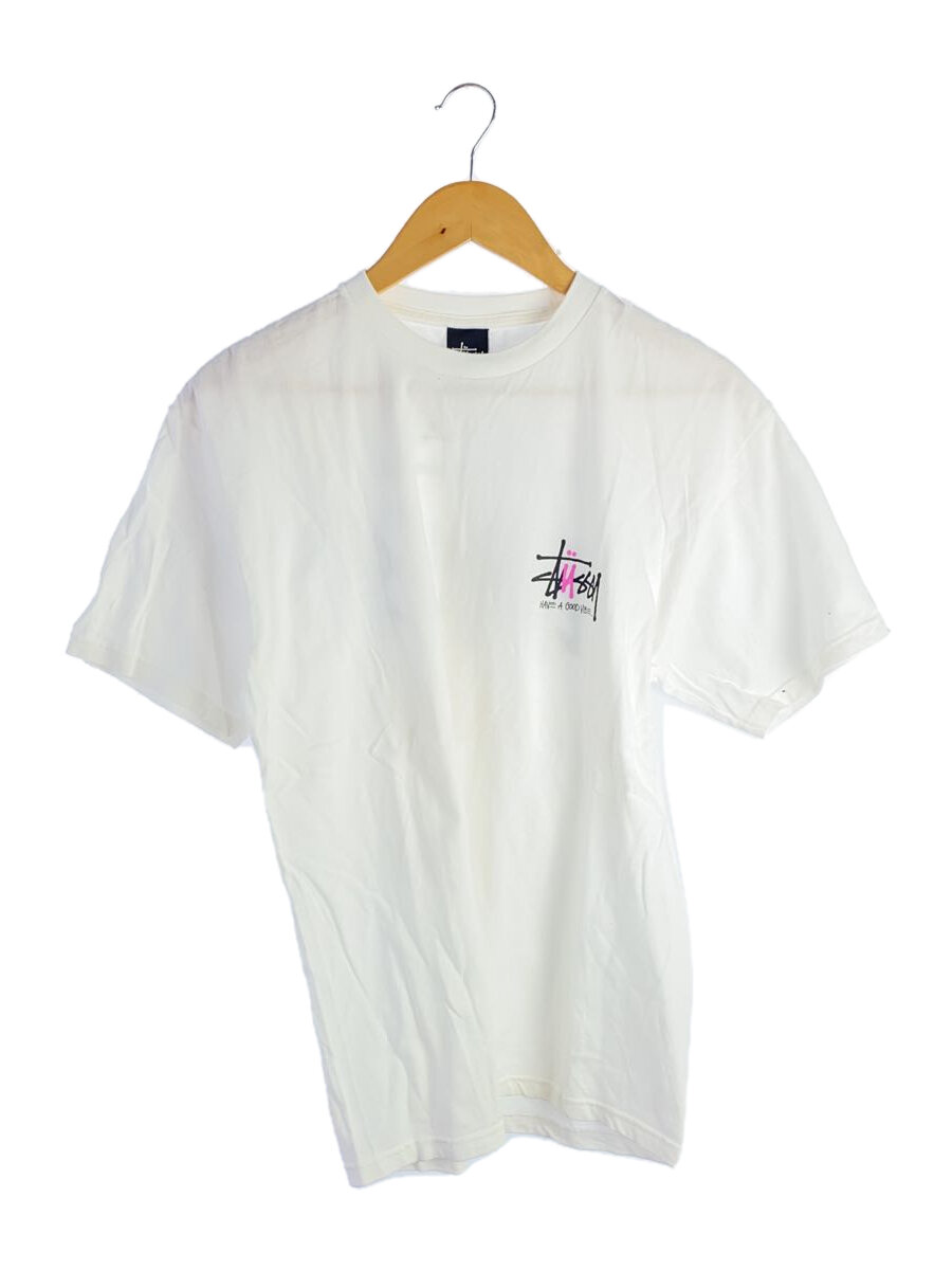 【中古】STUSSY◆Tシャツ/M/コットン/WHT/無地【メンズウェア】