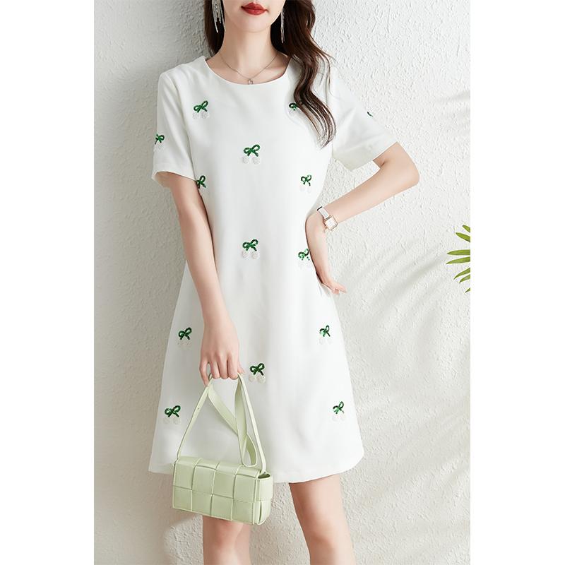 レディース ファッション 服 オシャレ カワイイ 女性用 シンプル 大人カワイイ サイズ 婦人服 ワンピース カジュアル 白 ドレス 夏 フレンチ ゆったり Aライン スカート スリム