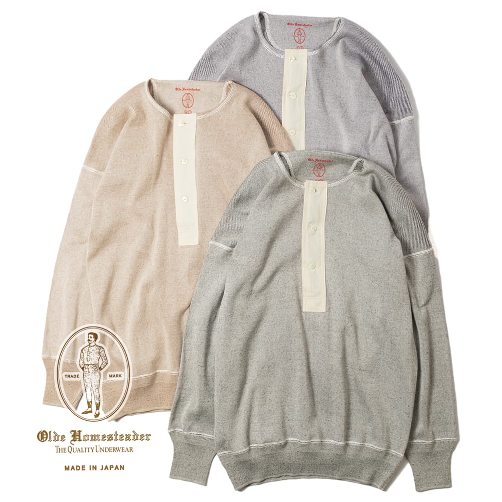 【10%OFFクーポン対象】オールドホームステッダー Olde Homesteader Interknit Rib Henly Neck Long Sleeve インターニットリブ ヘンリーネック ロングスリーブ Tシャツ カットソー ロンT メンズ オーセンティックシャツ 肌着 US001