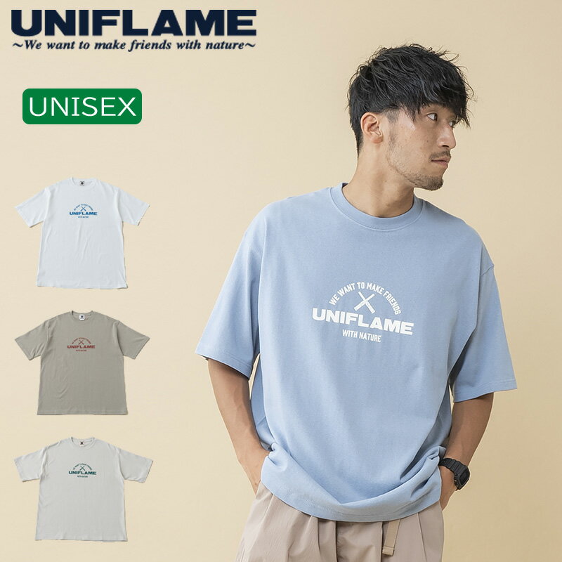 ユニフレーム(UNIFLAME) 【ユニフレーム×ナチュラム】9.1オンス マグナムウェイト STプリント Tシャツ M アシッドブルー URNT-12