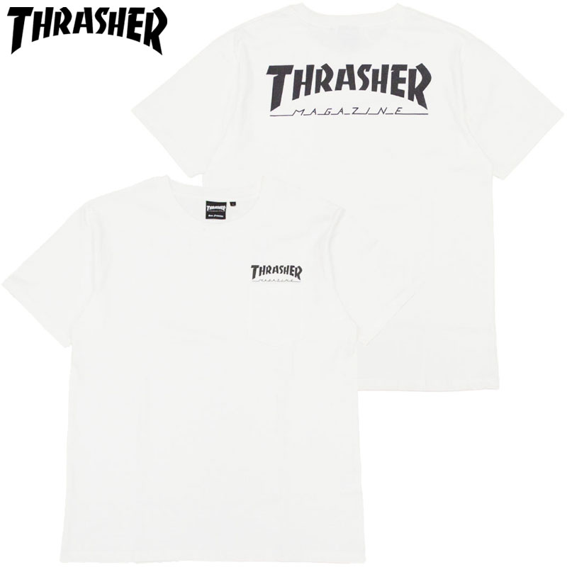 スラッシャー THRASHER HOMETWON POCKET T-SHIRT ( ホワイト 白 WHITE/BLACK ) スラッシャーポケットTシャツ THRASHERポケットTシャツ スラッシャーTシャツ THRASHERTシャツ スラッシャーマグロゴ THRASHERマグロゴスラッシャーMAGLOGO THRASHERMAGLOGO 半袖