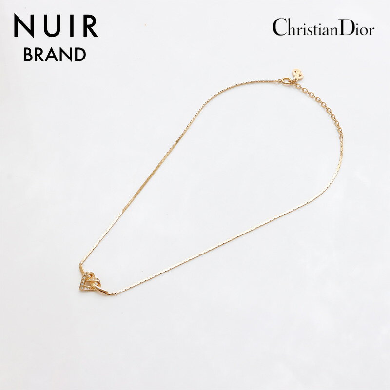 【最大15%OFF】クリスチャンディオール Christian Dior ラインストーン ハート ネックレス ゴールド WS9333 【中古】【クーポン 3/21(金) 17:00まで】