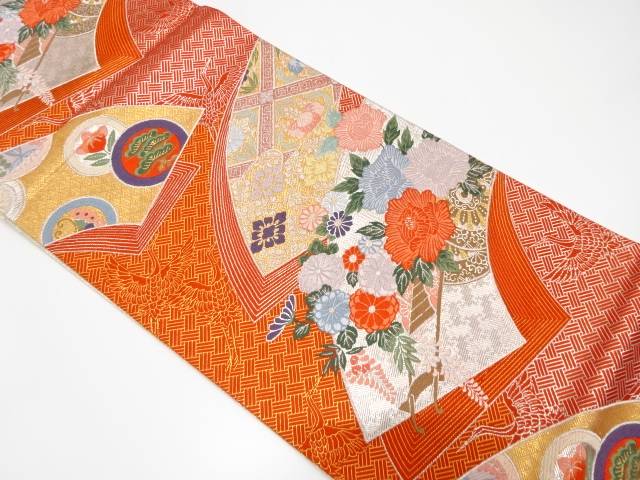 地紙に花車模様織出し袋帯【中古】【着】 宗sou