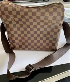 チェック柄キャンバスショルダーバッグ