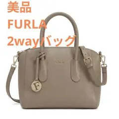 FURLA フルラ グレージュ レザー ショルダーバッグ　2way
