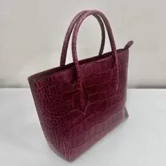 <値下げ中>FURLA フルラ　クロコ型押し トートバッグ ボルドー　レザー