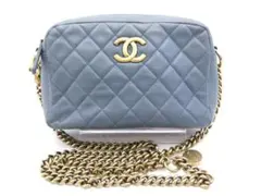 CHANEL マトラッセ チェーンショルダーバッグ ブルー