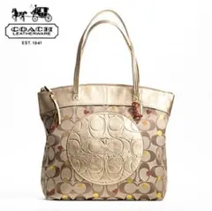 COACH ゴールド ブラウン トートバッグ